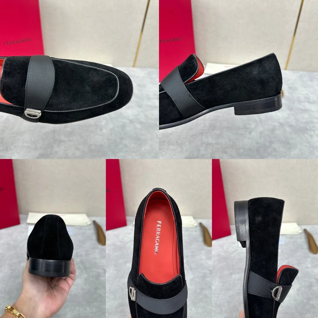 [Ferragamo] Top P: 960💰 Number of yards: 39~44 (38.45.46. Custom-made, non-refundable) Ferragamo** counters synchronize new models of men's loafers that can be worn casually or formally. The classic shape embodies the fashionable charm of formal wear, and the newly designed proportions are more modern. These loafers are made of imported open-edge beaded cowhide/fine calfskin/cow suede material. The upper is decorated with webbing, and the side is privately molded with silver Gancini buckles. The double stitching details add to the fashionable charm. Adopting a special "Original" structure and going through multiple processes, the soles are almost entirely handmade. Unique processing technology demonstrates exquisite craftsmanship. The original privately modeled genuine leather outsole is paired with a personalized rubber backing. It is comfortable, non-slip and wear-resistant. It can be worn as a slip-on. Exquisite hand-stitching. The workmanship is as fine as that of a store. The original color calfskin lining is sweat-absorbent, anti-odor, comfortable and breathable. The heel is also decorated with a rubber patch to perfectly improve the grip performance.